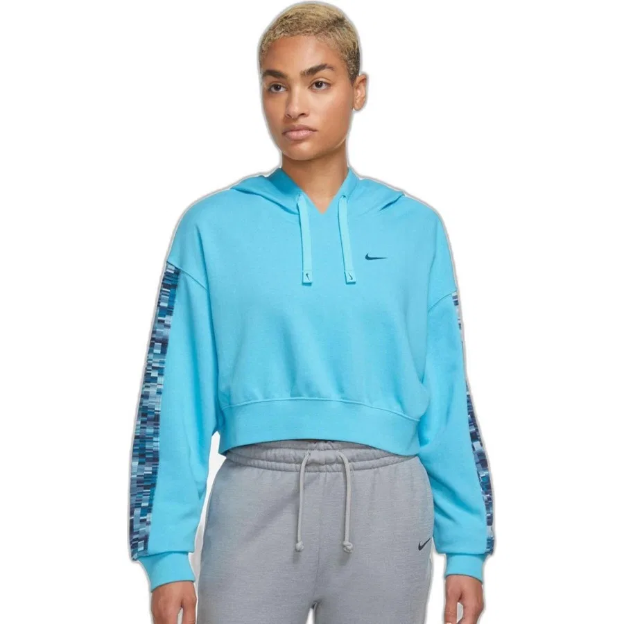 Женский спортивный свитшот с капюшоном, оверсайз, Dri-FIT, Nike, Синий