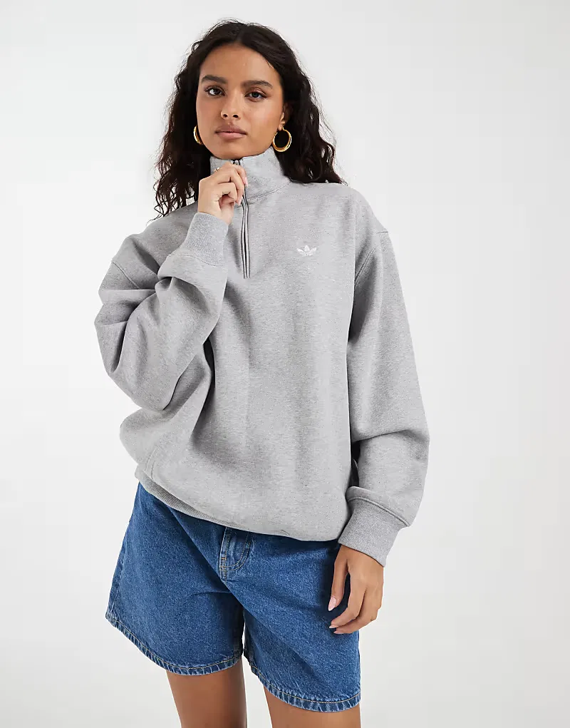 Толстовка Adidas Originals Essential с застежкой-молнией до середины груди, серый — фото 2