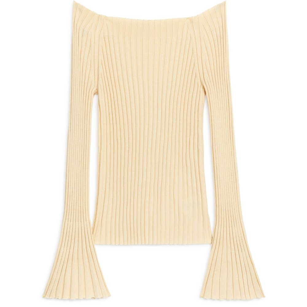 

Свитер Arket Ribbed Off-shoulder, бежевый