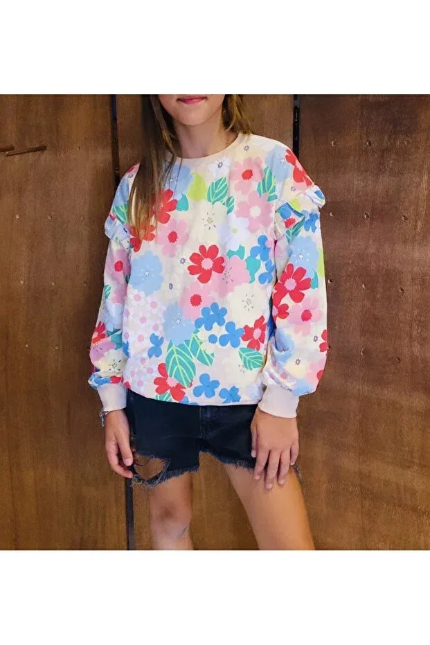 Детские свитшот для девочек с принтом floral printed Generic Brands, Colored — фото 2