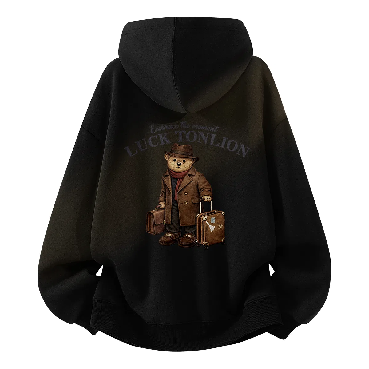Детский худи с принтом мишки Tonlion, Black