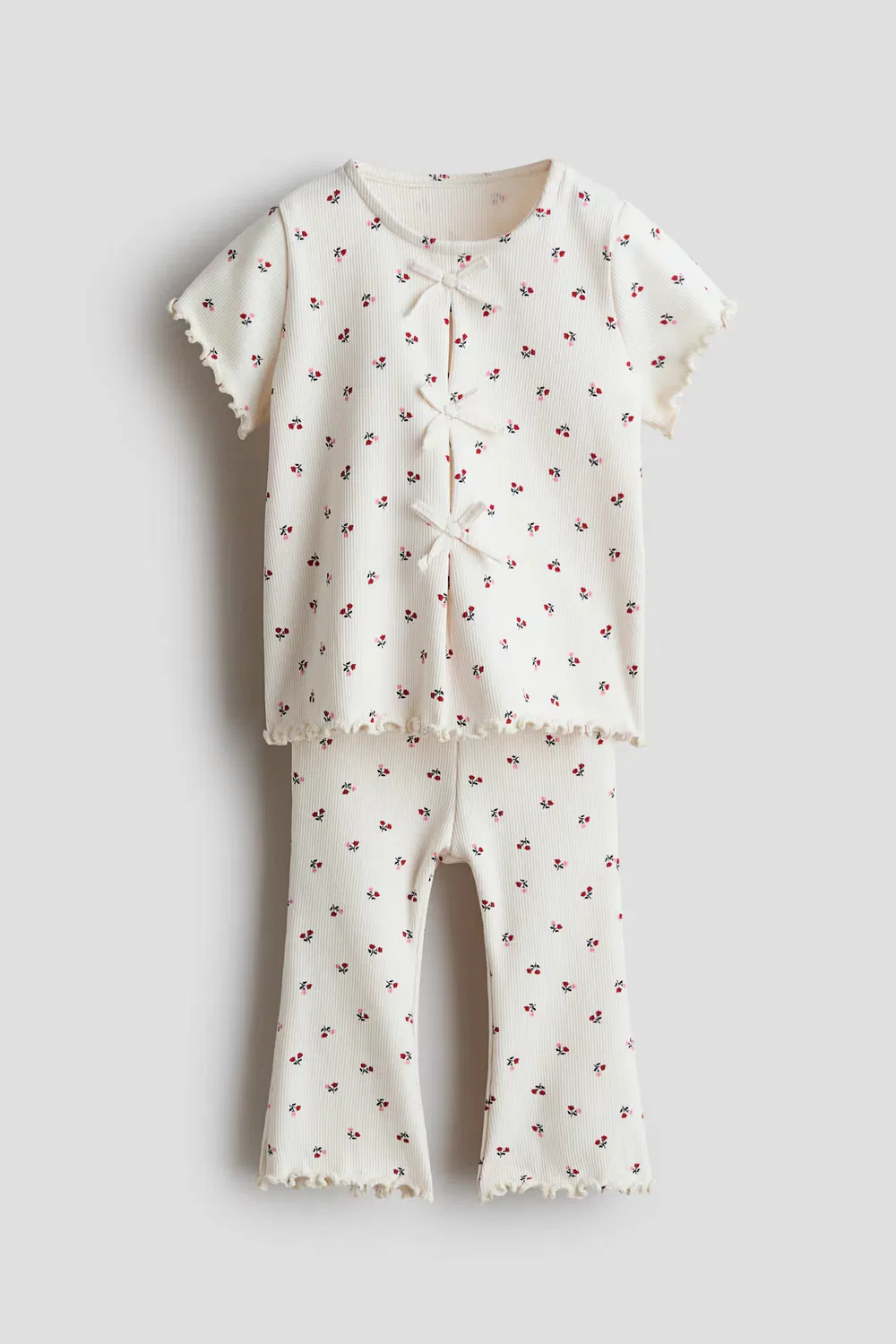 Комплект из двух предметов из ребристого хлопка H&M, Weiß/Geblümt