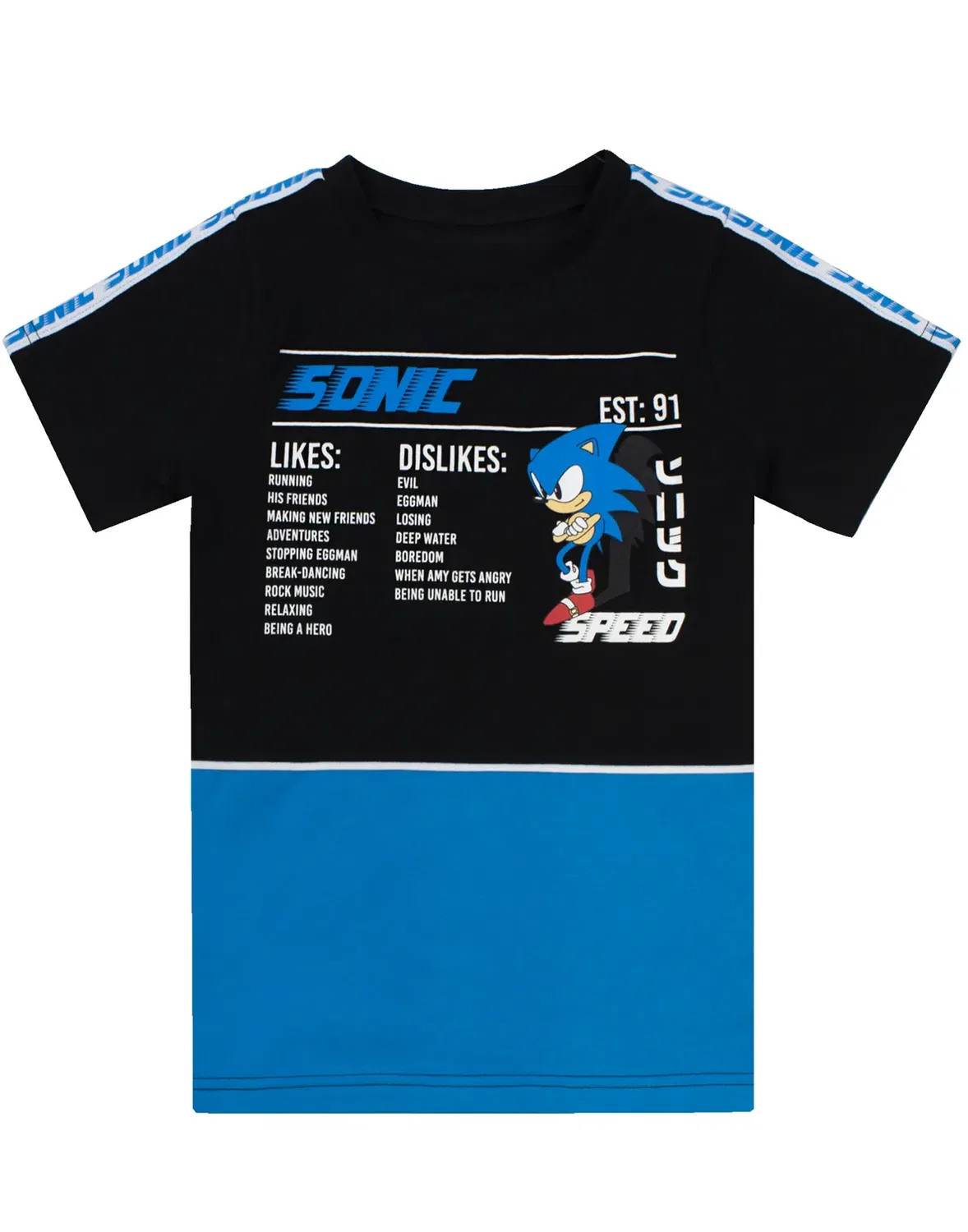 Детская футболка с коротким рукавом Sonic The Hedgehog, Black
