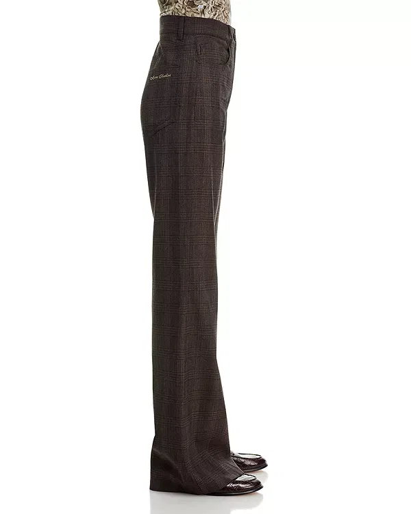 Женские брюки в клетку Acne Studios, Brown/Black — фото 4