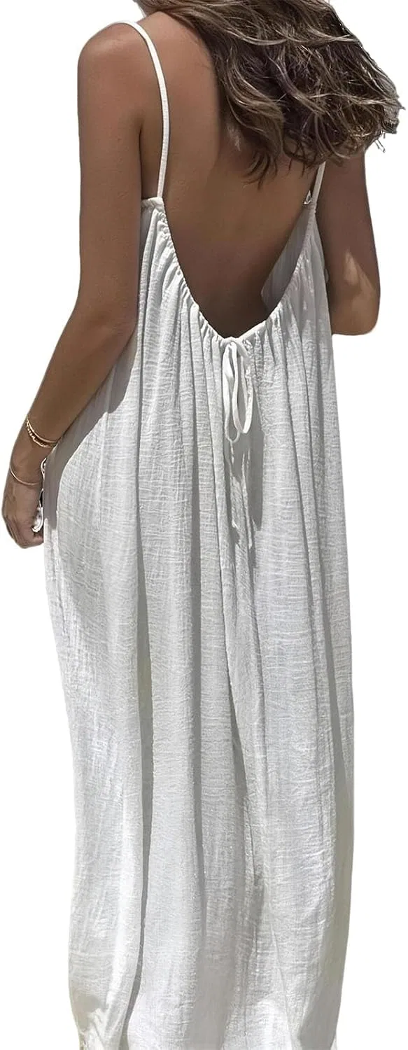 Женское пляжное платье без спинки Cami Dress, Milky White