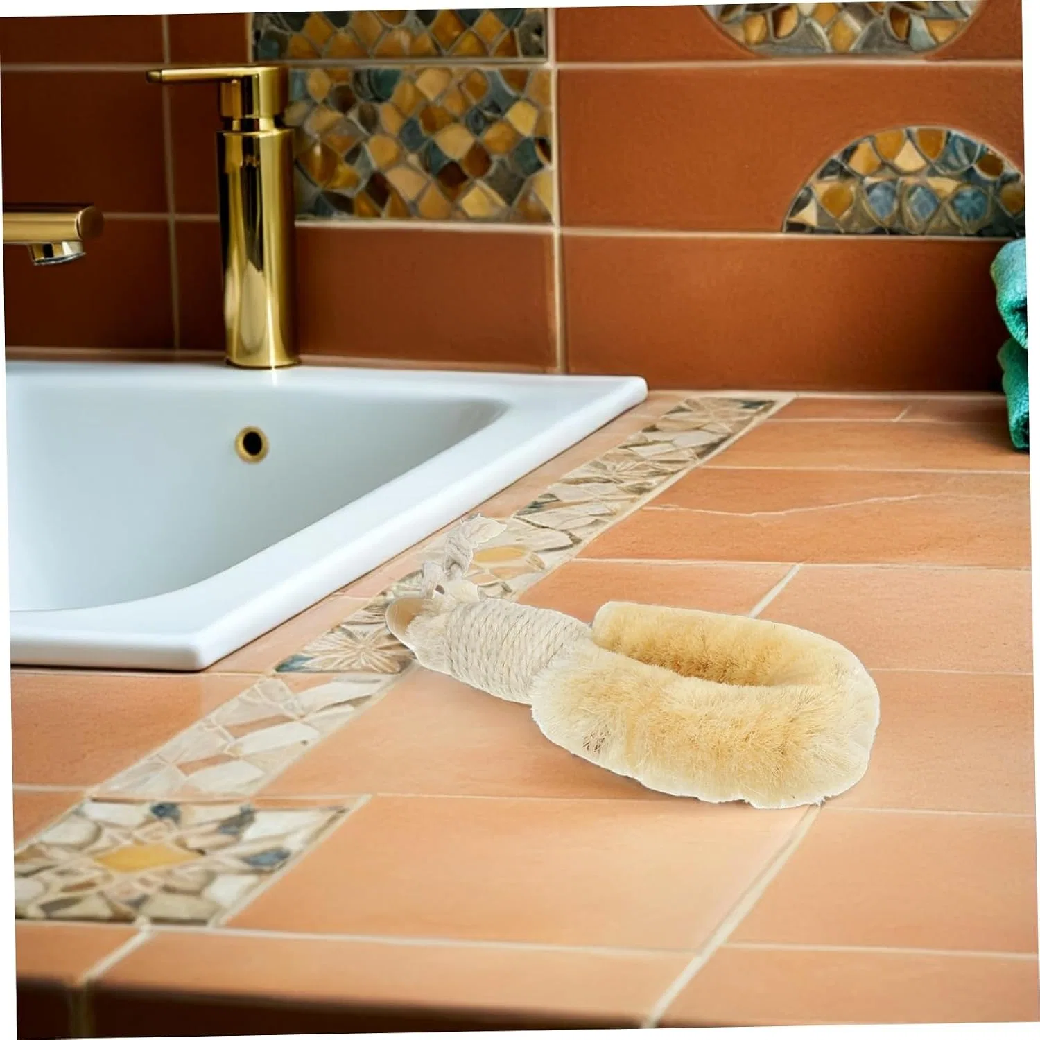 Sisal Duschbürste für Sanftes Peeling, 2 Stück, SKISUNO, Beige — фото 4