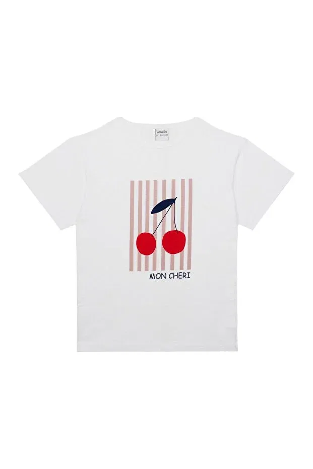Детская футболка для девочек с принтом White Cherry Antebies, White