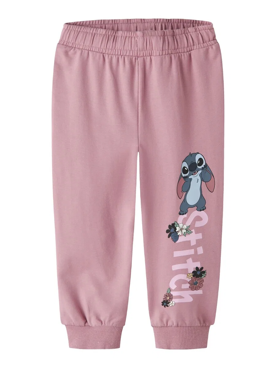 Брюки зауженного кроя NAME IT «Stitch» малинового цвета