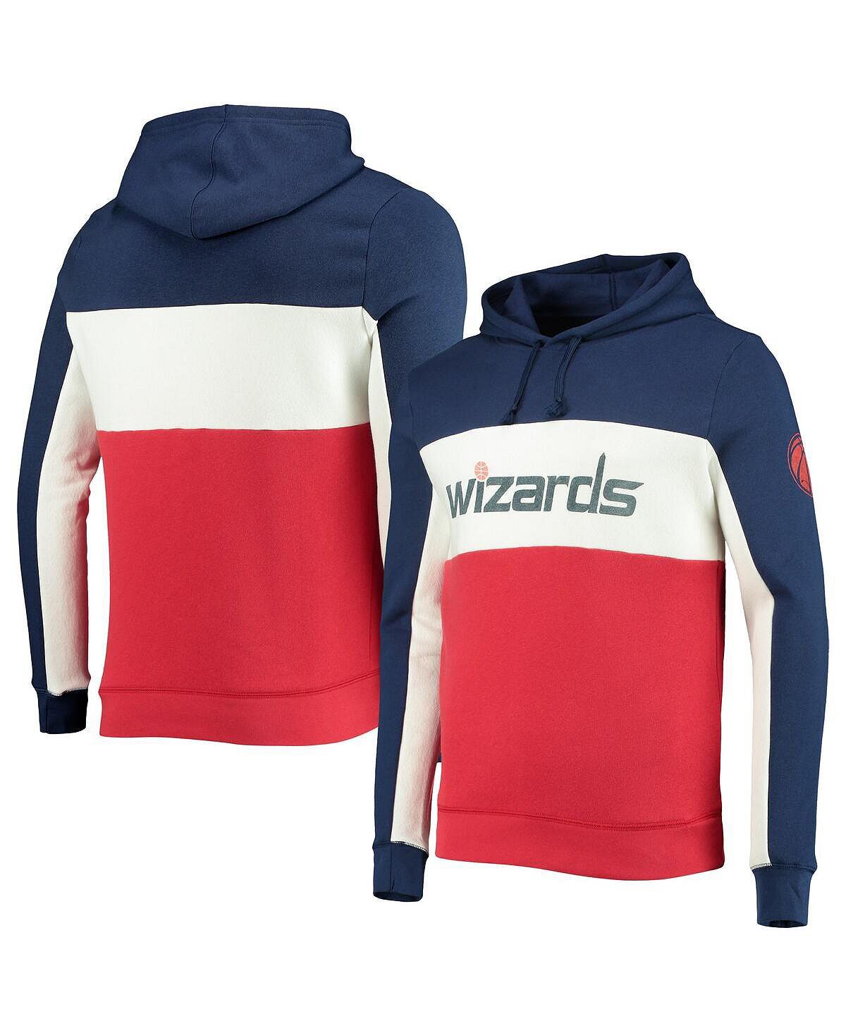 

Мужская темно-синяя, белая флисовая толстовка с капюшоном washington wizards с цветными блоками и надписями Junk Food, мульти