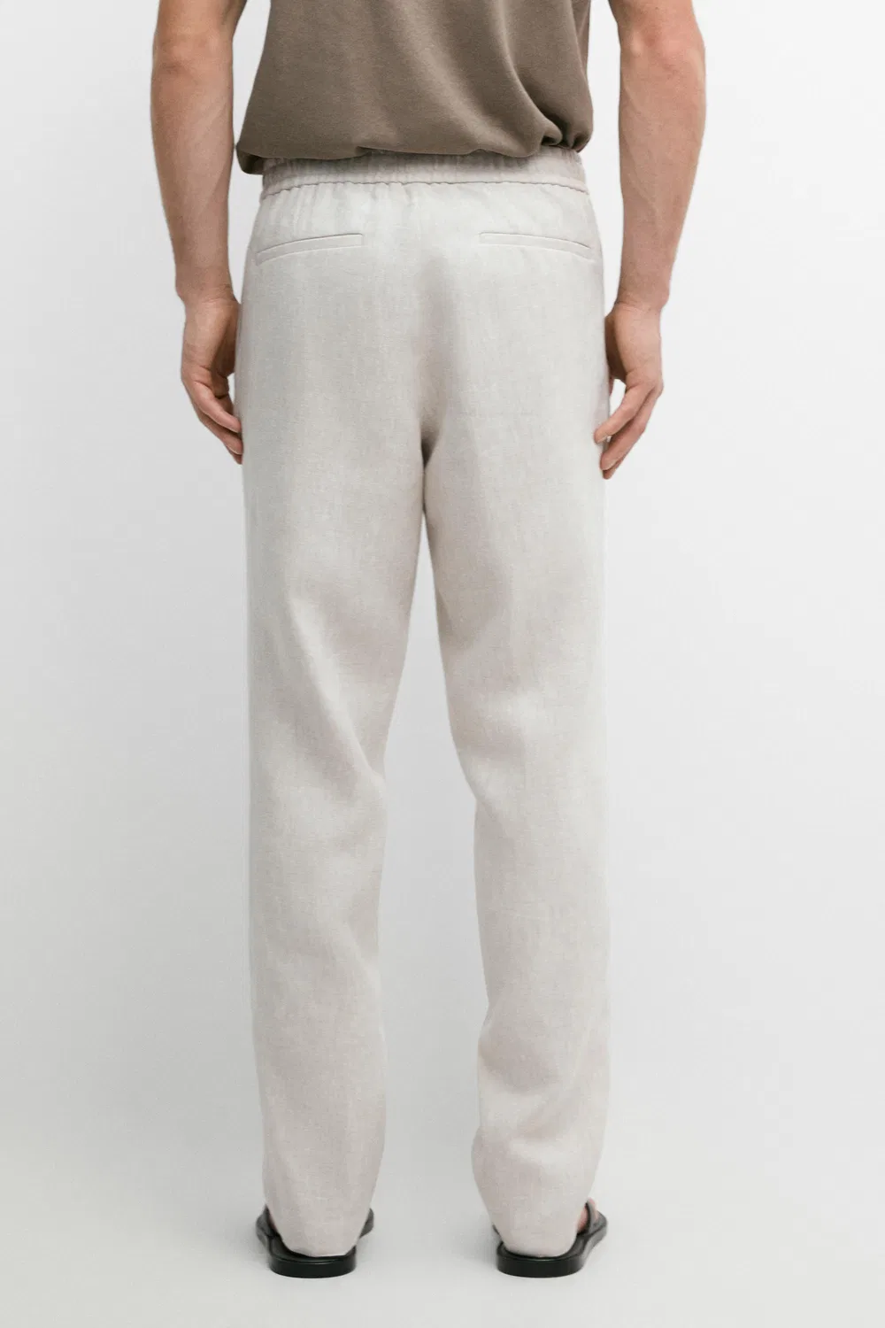 Льняные спортивные брюки Massimo Dutti, песочный коричневый — фото 3
