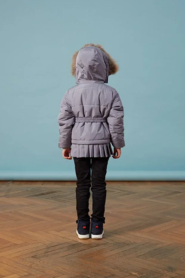 Детское пальто для девочек с капюшоном Baby Pleated Gray Girl Anorak Generic Brands, Gray — фото 3