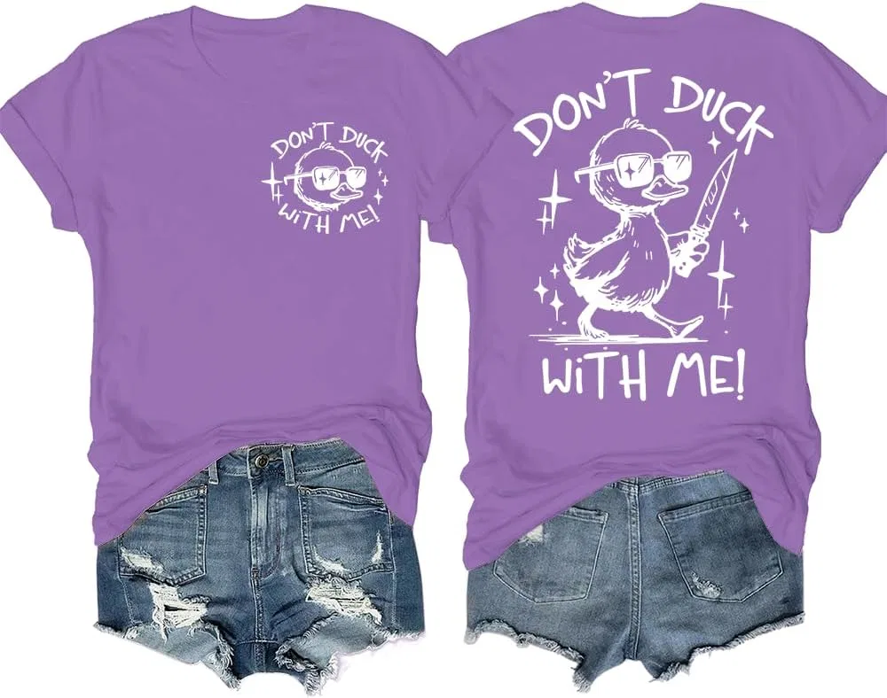 Женская футболка с принтом Don't Duck with Me, Light Purple