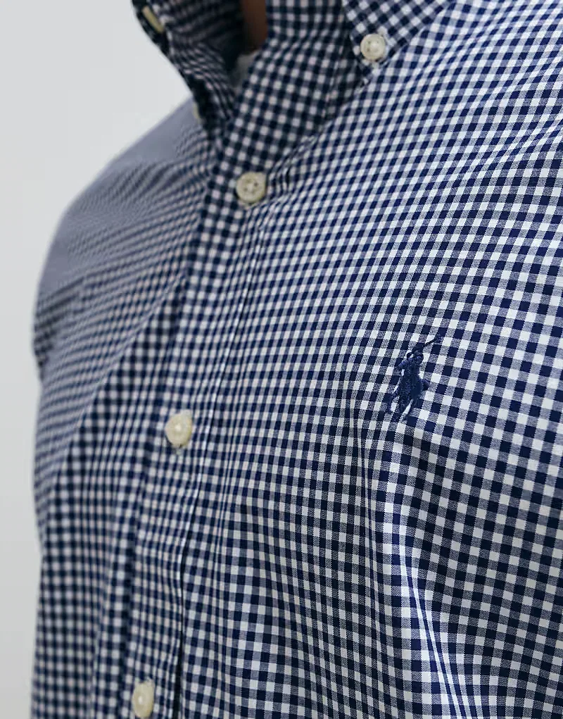 Рубашка Polo Ralph Lauren в клетку с логотипом Sport Icon, сине-белая — фото 4