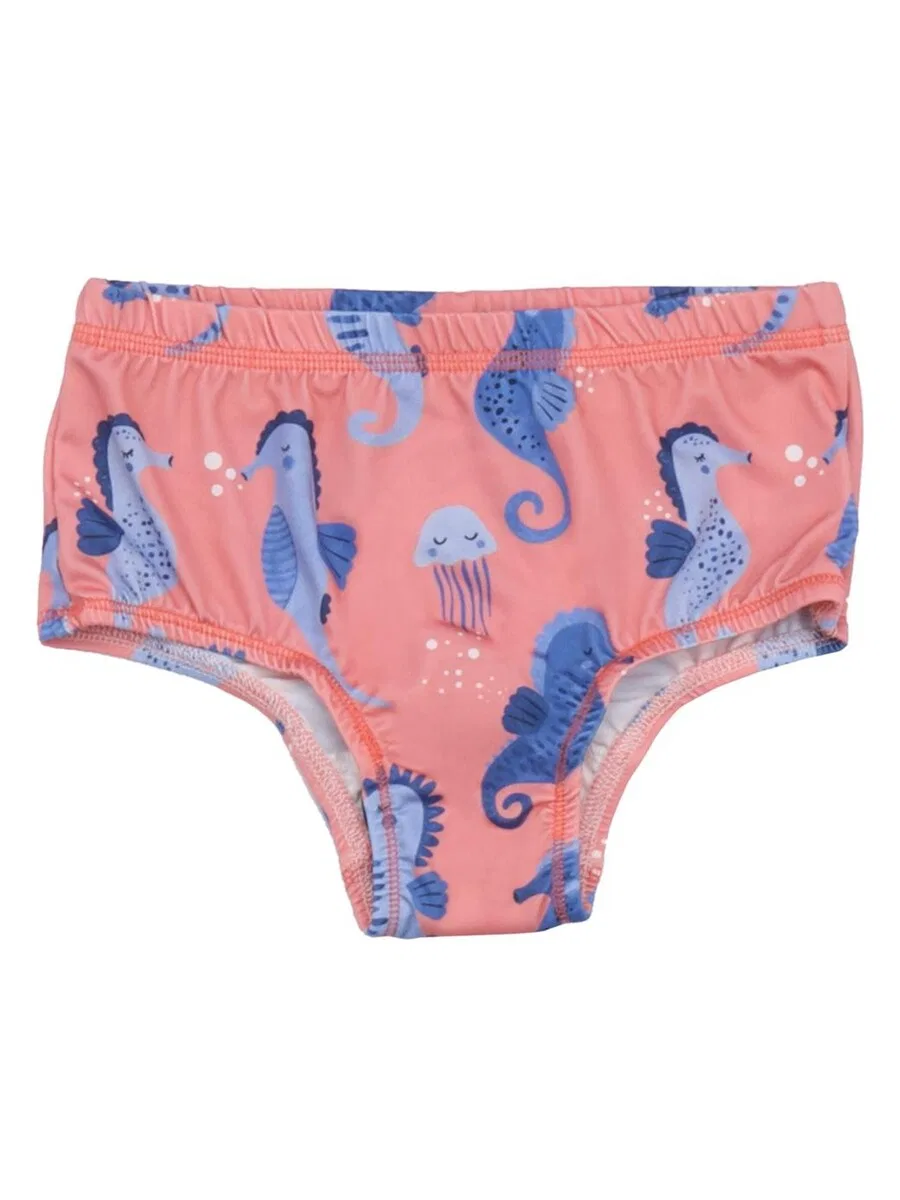 Купальник Walkiddy «Синие морские коньки» в розовом цвете