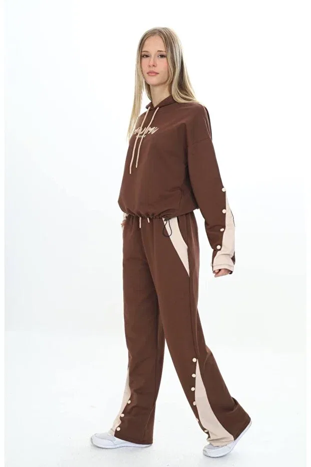 Детский спортивный костюм для девочек с капюшоном Pantulux, Brown — фото 4