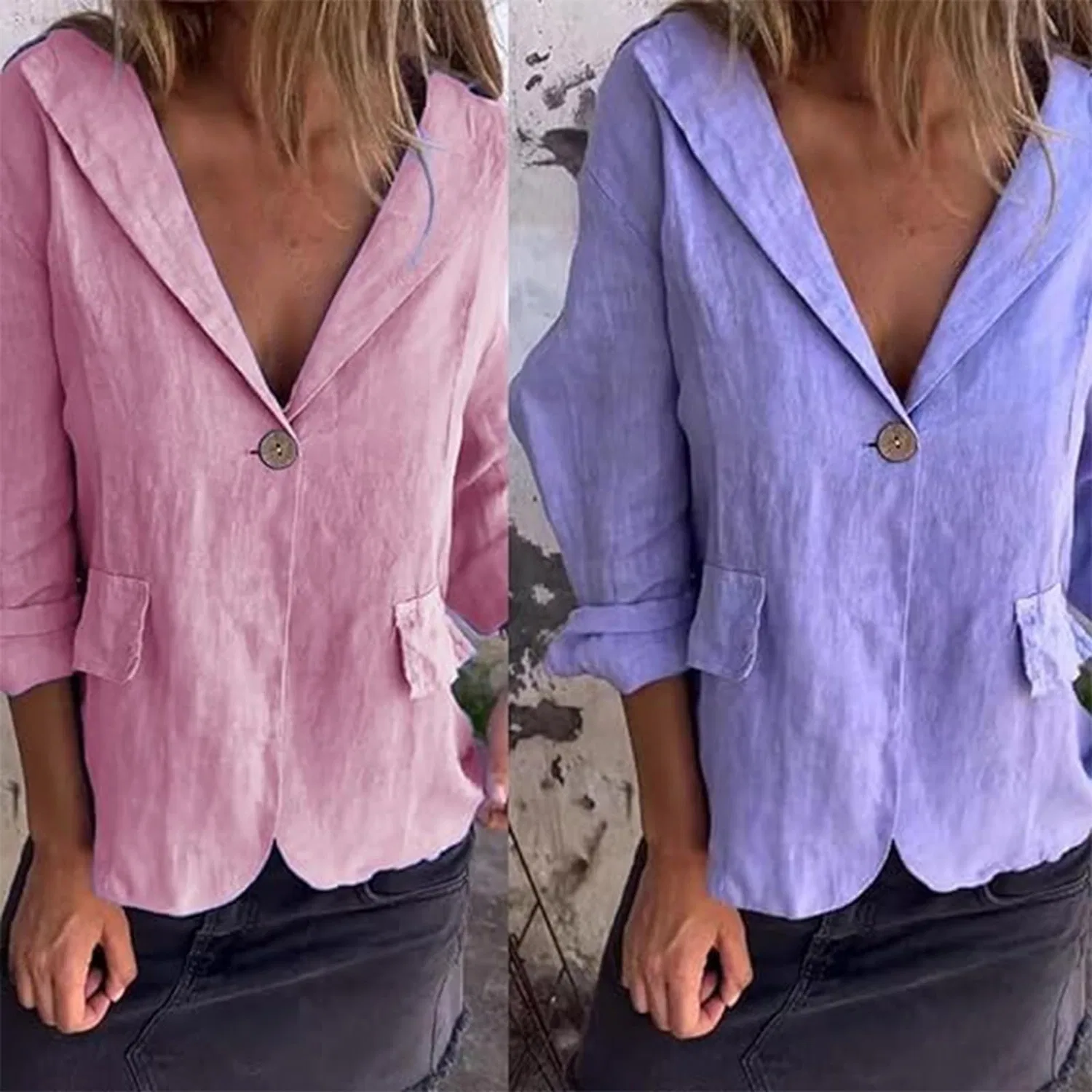 Женское хлопковое пальто с однобортной застежкой, Blu Denim — фото 4