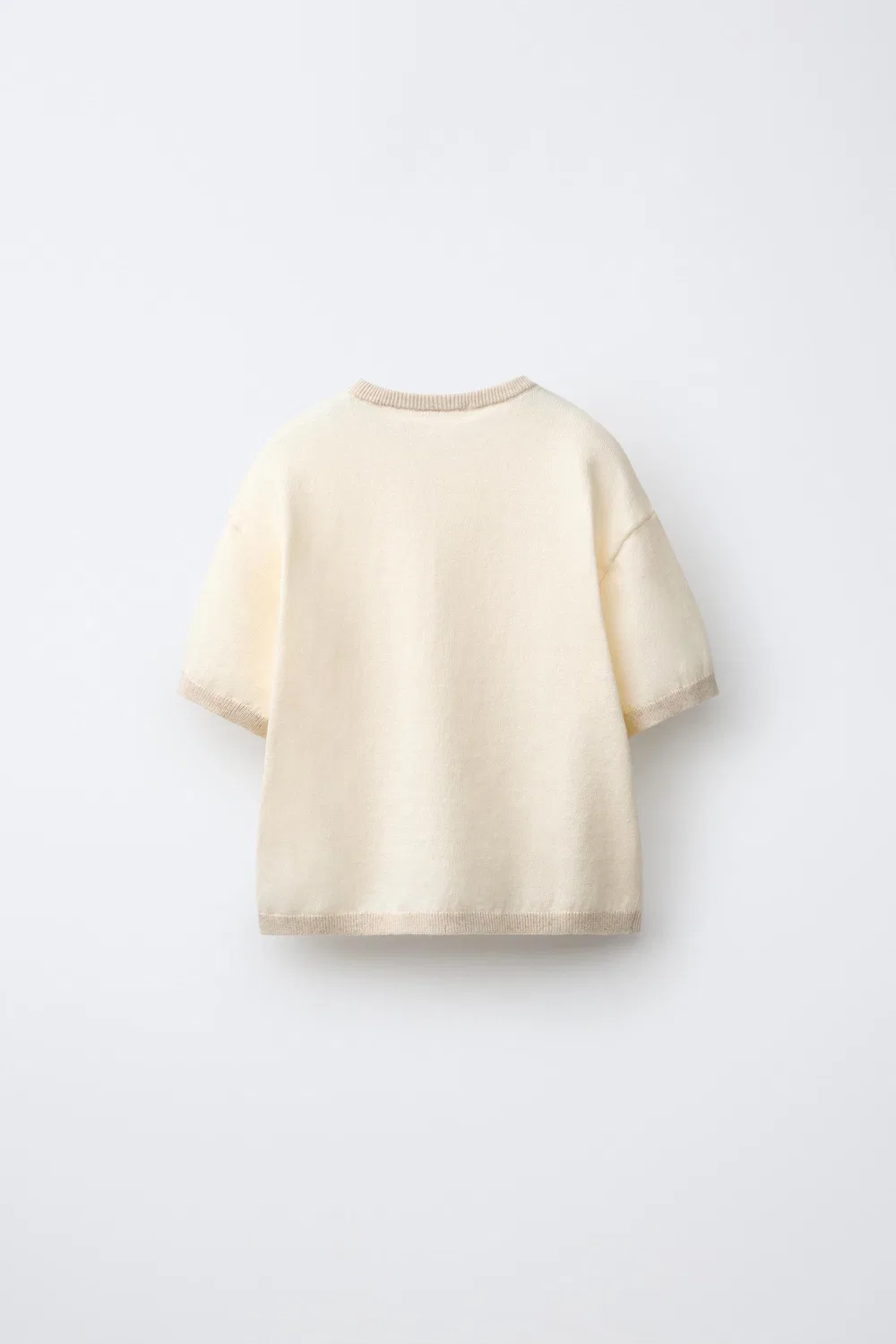 Вязаная футболка из хлопка и льна ZARA, Light beige — фото 2