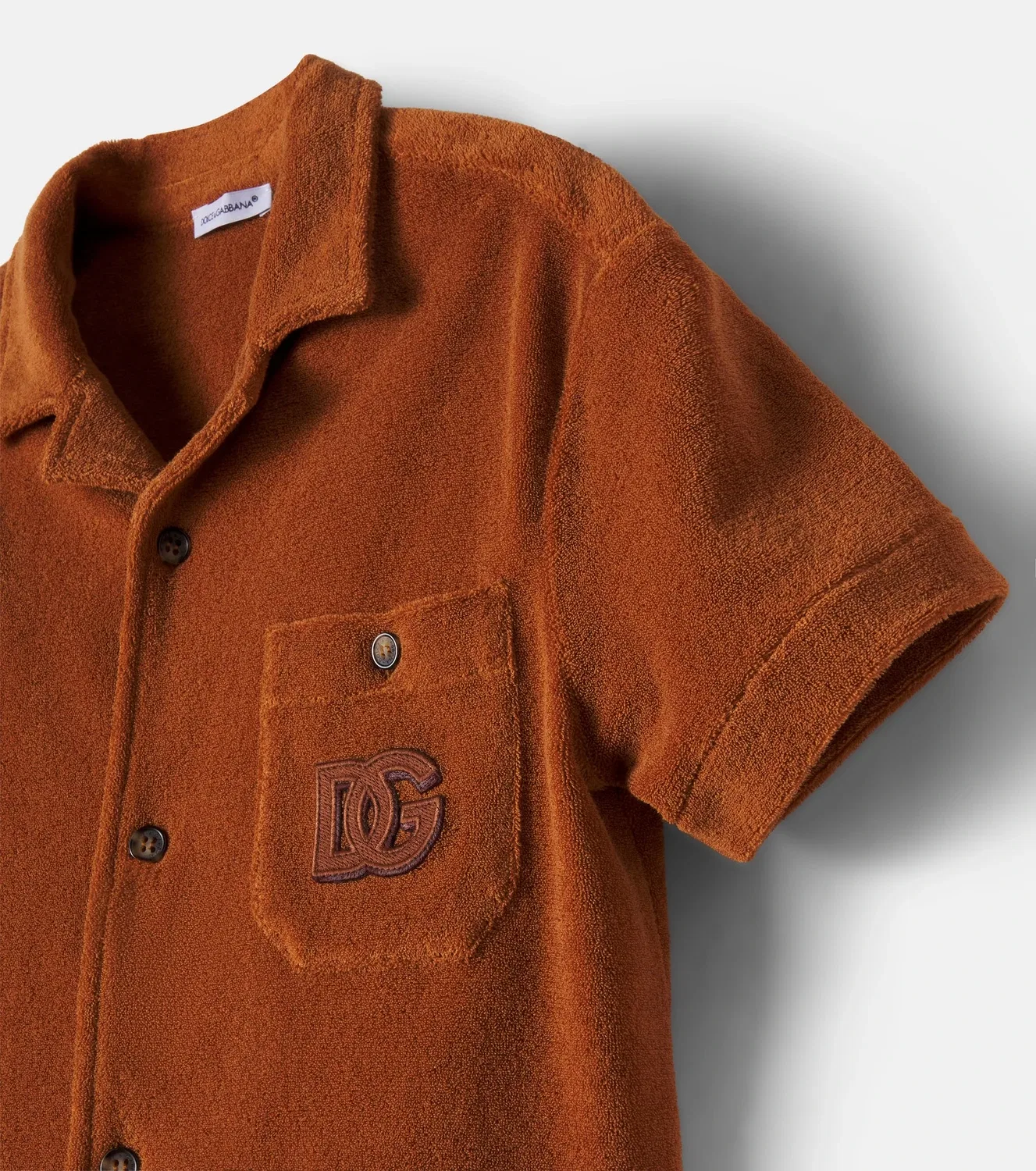 Майка-поло из махрового хлопка Dolce&Gabbana Kids, коричневый — фото 4