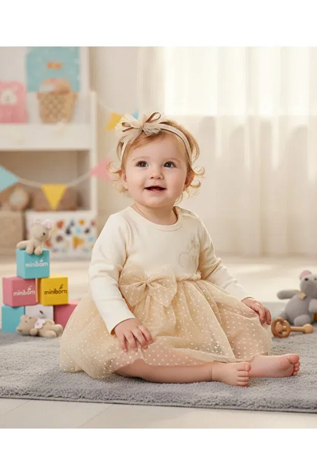 Детское платье для девочек кружевное Miniborn, Ecru
