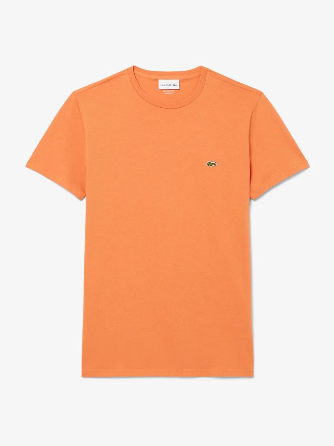 Lacoste Оранжевая хлопковая футболка с круглым вырезом и короткими рукавами