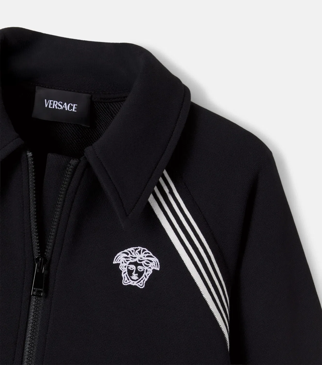 Джемпер на молнии из хлопкового джерси Versace Kids, черный — фото 4