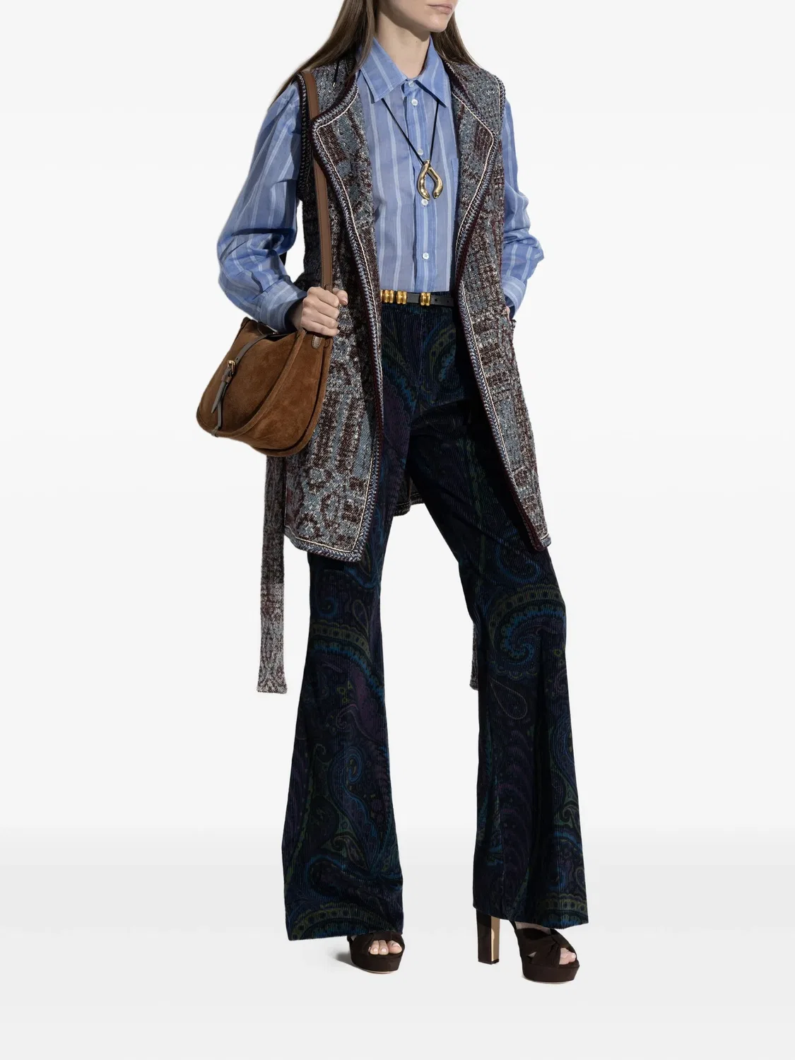 Жаккардовый жилет с узором ETRO, синий — фото 4
