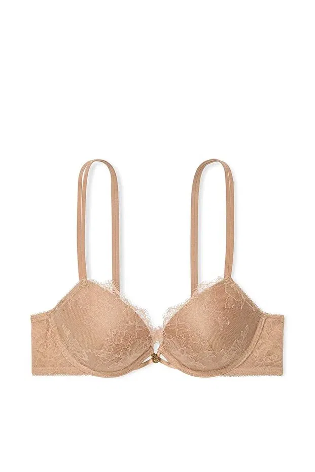 Женский бюстгальтер кружевной Rose lace push-up bra Victoria'S Secret, Praline — фото 4