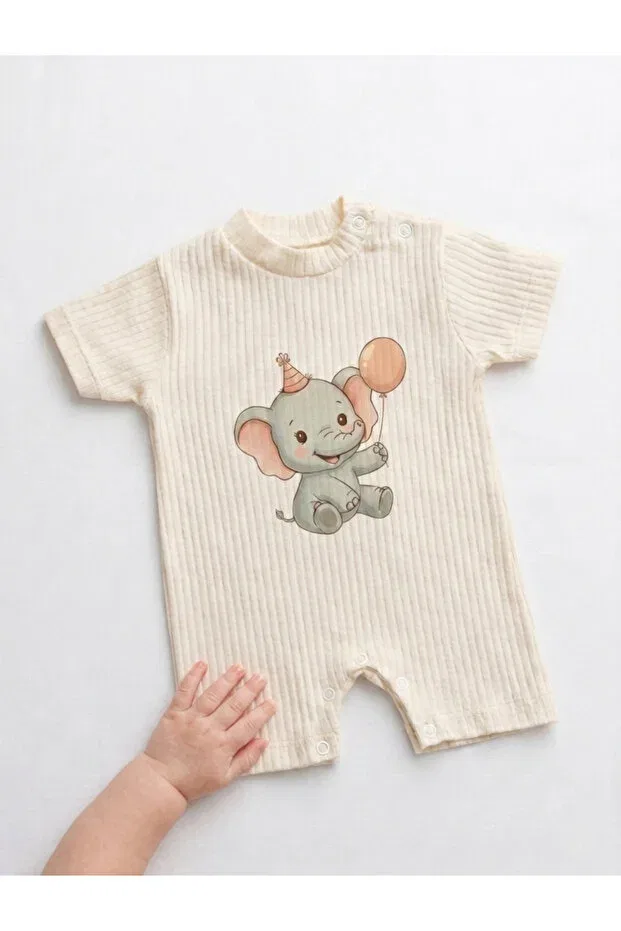 Детское боди-комбинезон для новорожденных с принтом Elephant Jakc Ways, Beige