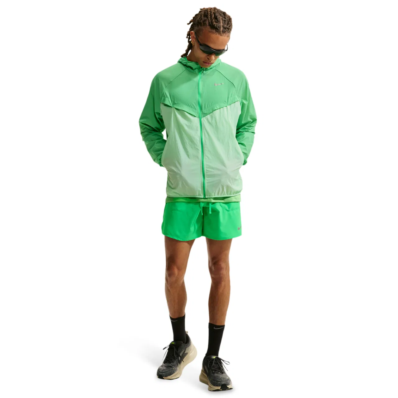 Мужская куртка с защитой от УФ-лучей, с капюшоном, Nike, Green Spark Cucumber Calm Reflective Silver — фото 4