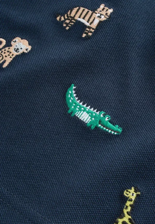 Комплект из поло и шорт с вышивкой сафари Next темно-синий All Over Embroidery Safari Animals — фото 4