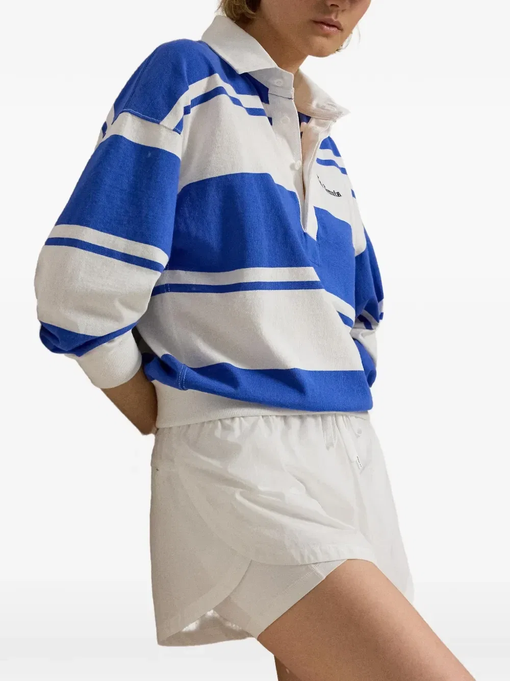Полосатая рубашка поло с длинными рукавами POLO RALPH LAUREN, синий — фото 4