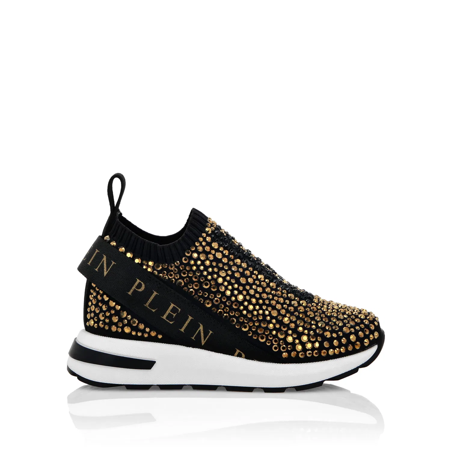 Детские кроссовки с украшениями PHILIPP PLEIN, Black/Gold — фото 3