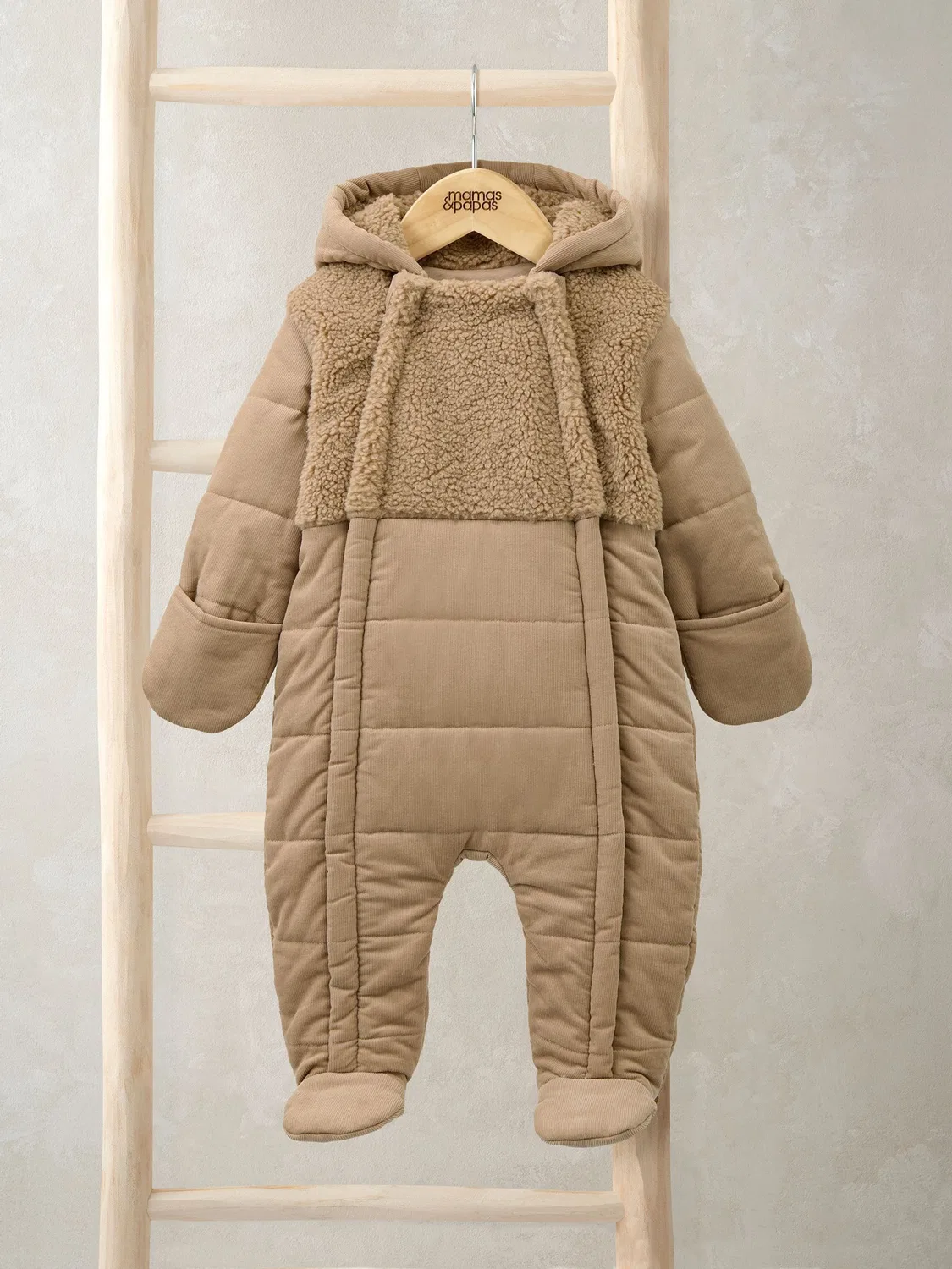 Комбинезон для новорожденных стеганый вельвет Mamas & Papas, коричневый