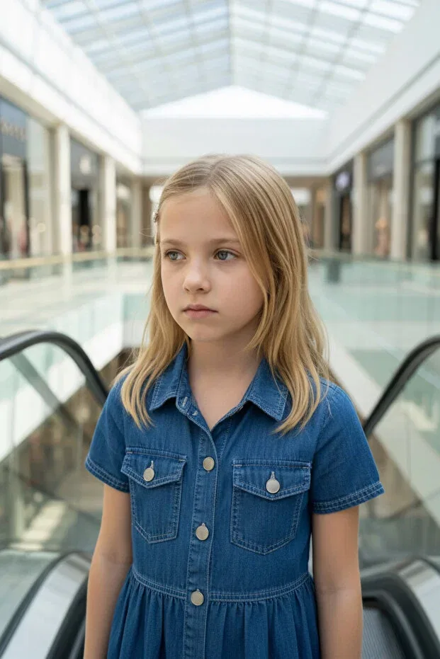 Детское джинсовое платье-трапеция для девочек Hç Hülya Çelik Kidswear 2018, Blue — фото 4
