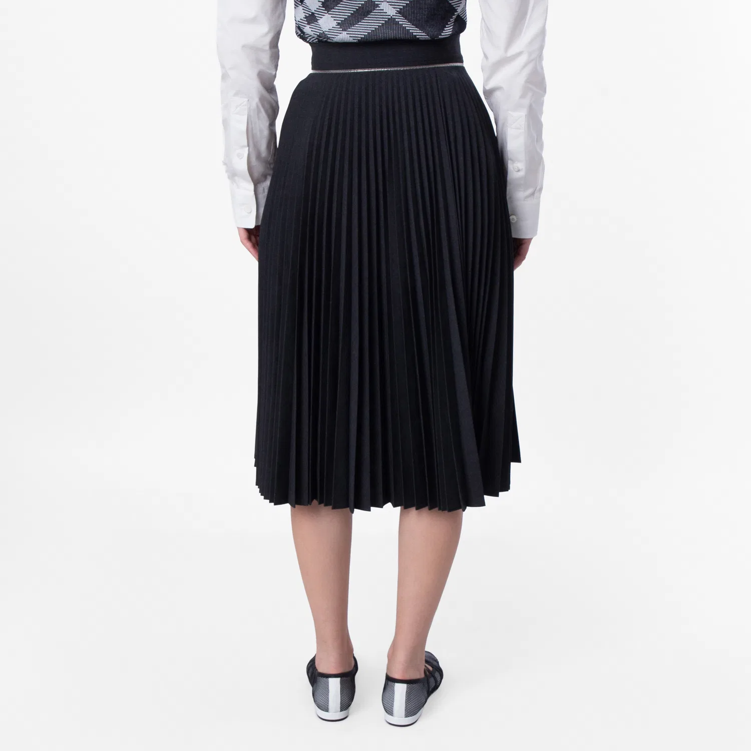 Юбка миди плиссированная из шерстяной смесовой ткани Pleated Wool-Blend Twill Midi Skirt Burberry, Brisk — фото 3