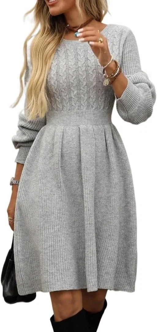 Женское короткое платье миди с кружевной отделкой A-line, Gray