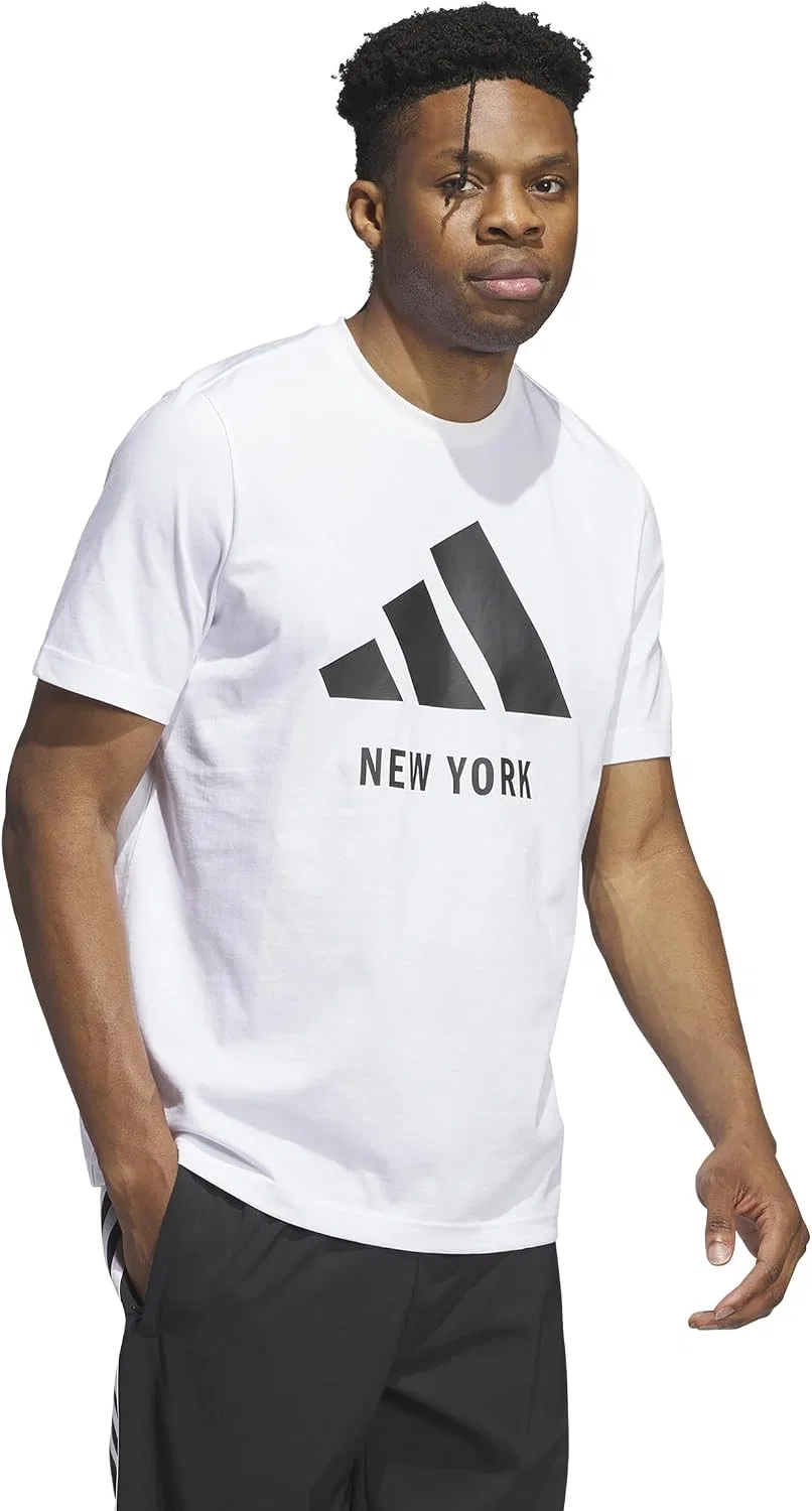 Мужская футболка с графическим принтом New York adidas, White/Black — фото 4