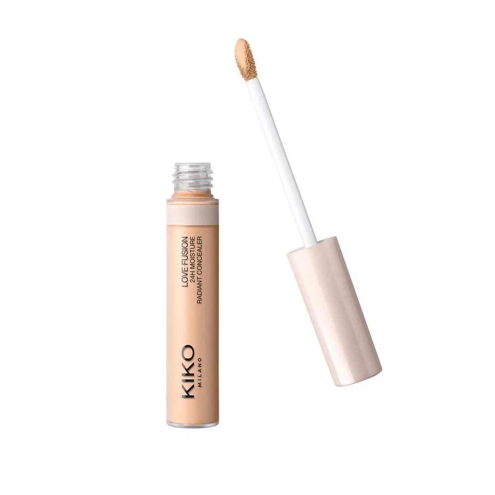 Консилер для лица с кисточкой, 8 мл, Natural Beige, Love Fusion 24H Moisture Radiant Concealer, KIKO Milano
