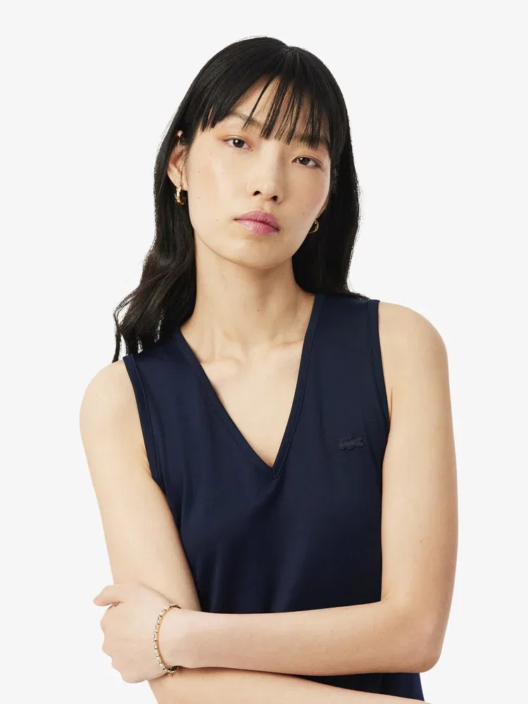 Платье LACOSTE Navy V-образный вырез, плиссированная юбка — фото 2