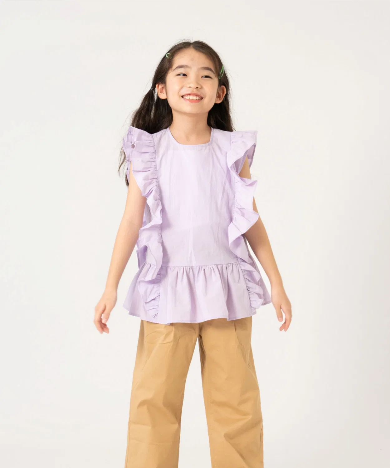 Детская туника с воланами для девочек and D. petit main, Brown — фото 3