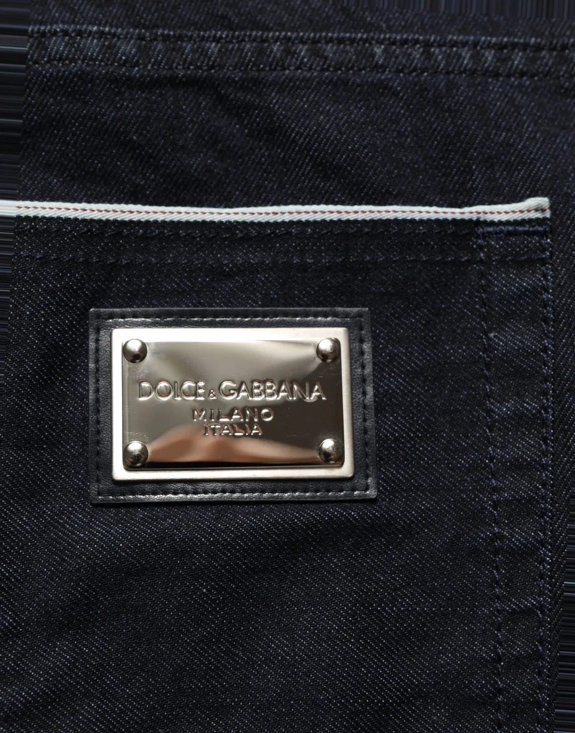 Мужские джинсы прямого кроя с белой отделкой Straight Denim Jeans Dolce & Gabbana, Black