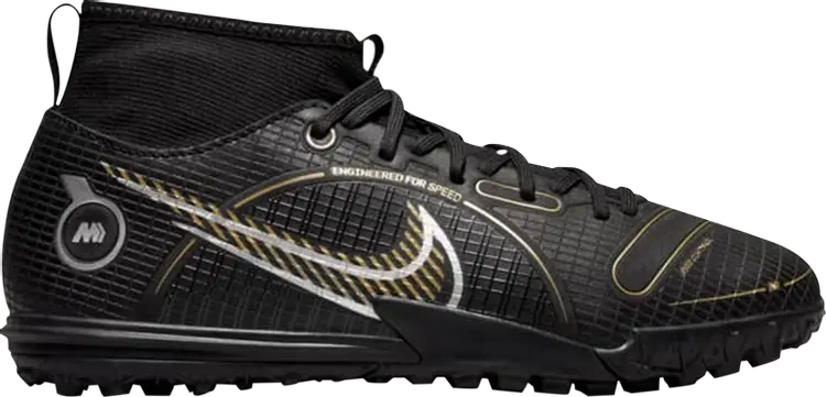 

Кроссовки Nike Mercurial Superfly 8 Academy TF GS 'Black Metallic Gold', черный