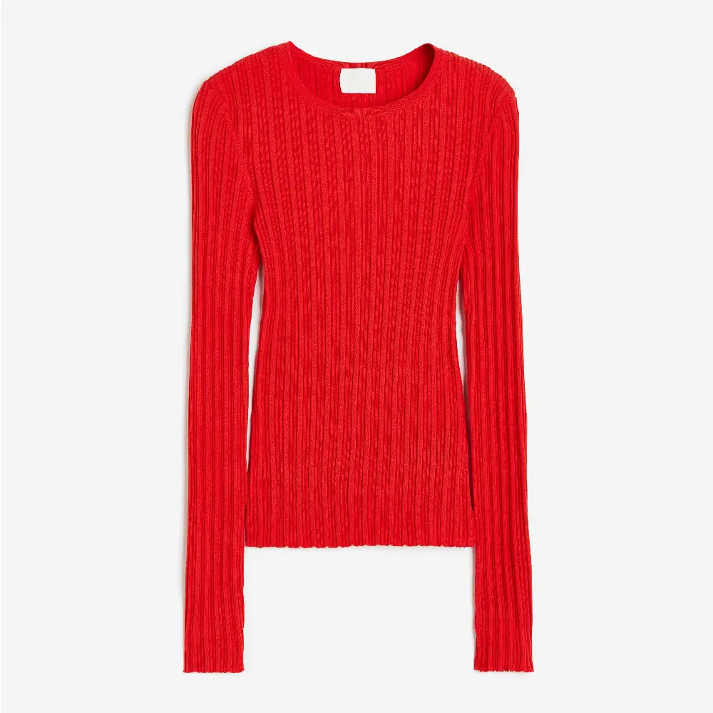 

Лонгслив H&M Rib-knit, красный