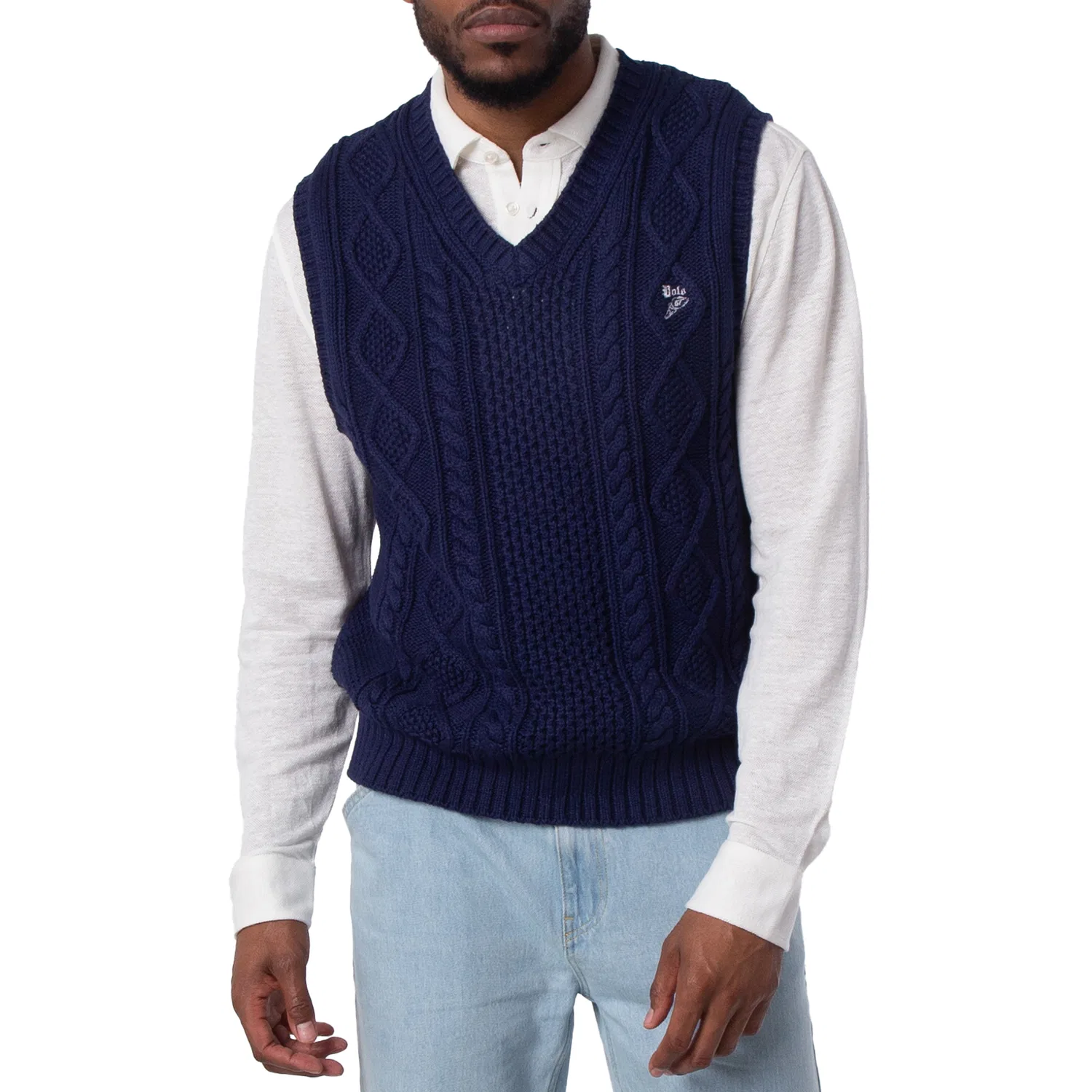 Свитер без рукавов Aran-Knit Cotton Sweater Vest Polo Ralph Lauren, Blue — фото 4