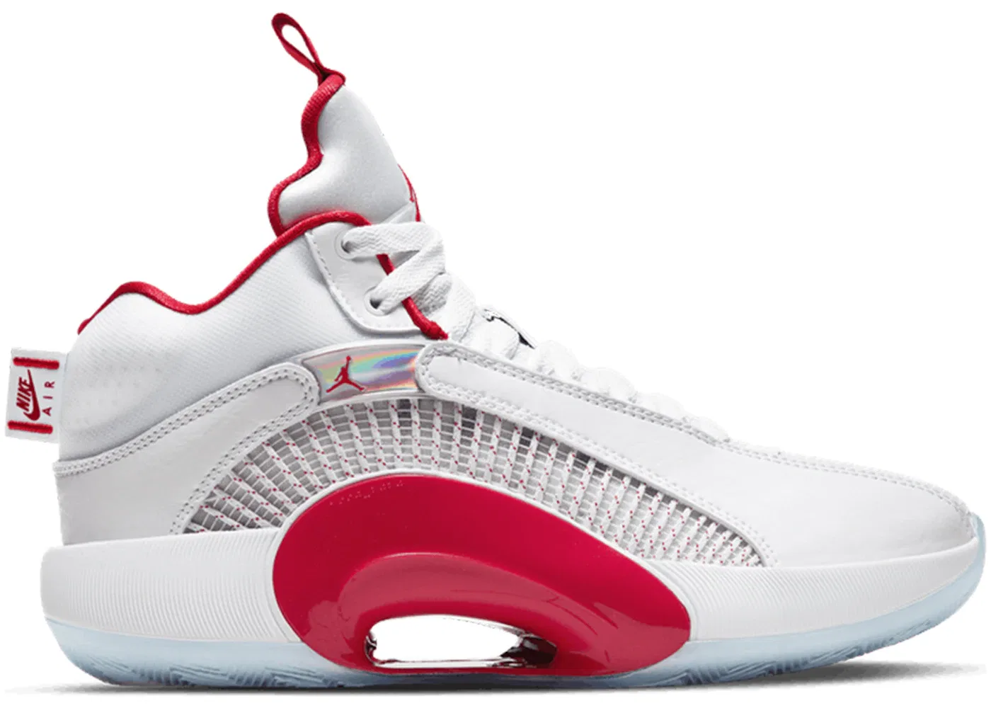 Детские баскетбольные кроссовки для мальчиков с высокой посадкой Jordan XXXV Jordan, White/Fire Red/Metallic Silver