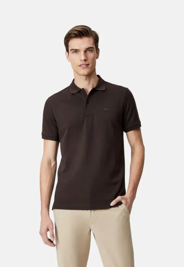 Футболка поло Lacoste, однотонная, коричневый