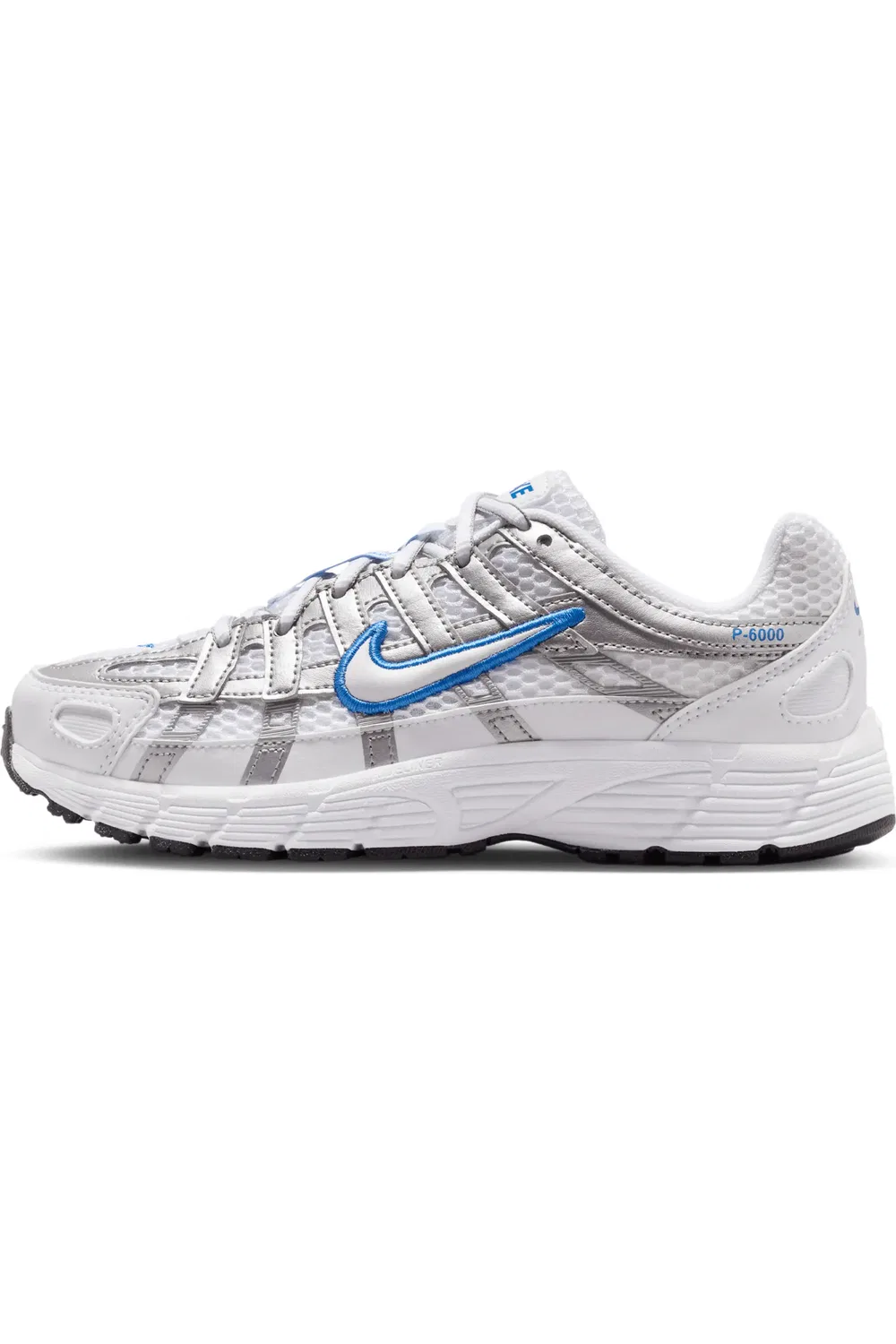 Кроссовки детские на шнуровке P-6000 Nike, белый/синий/серебристый/белый — фото 2