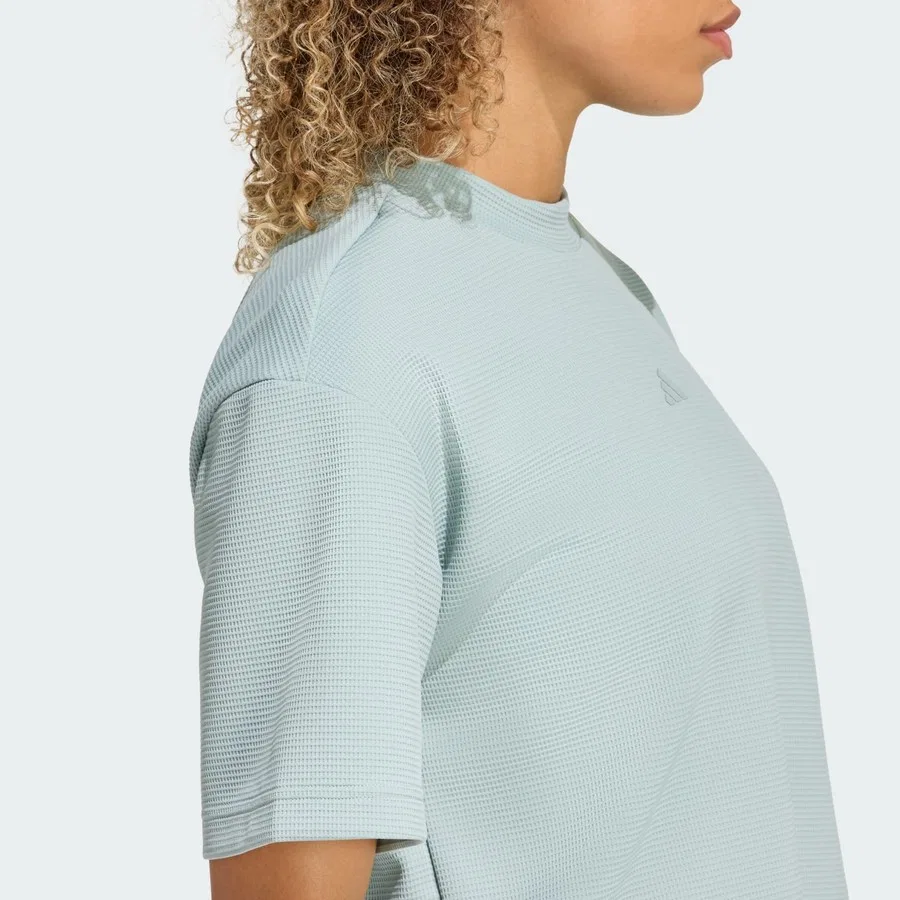 Женская футболка для йоги с текстурой вафли Performance Yoga Motion Waffle Tee adidas, Светло-зеленый — фото 4