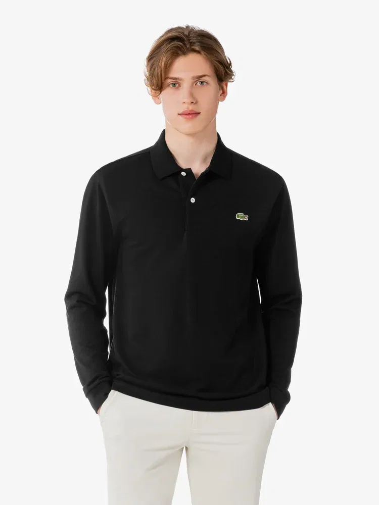 Футболка с длинным рукавом French Regular Fit Basic LACOSTE, Black — фото 4