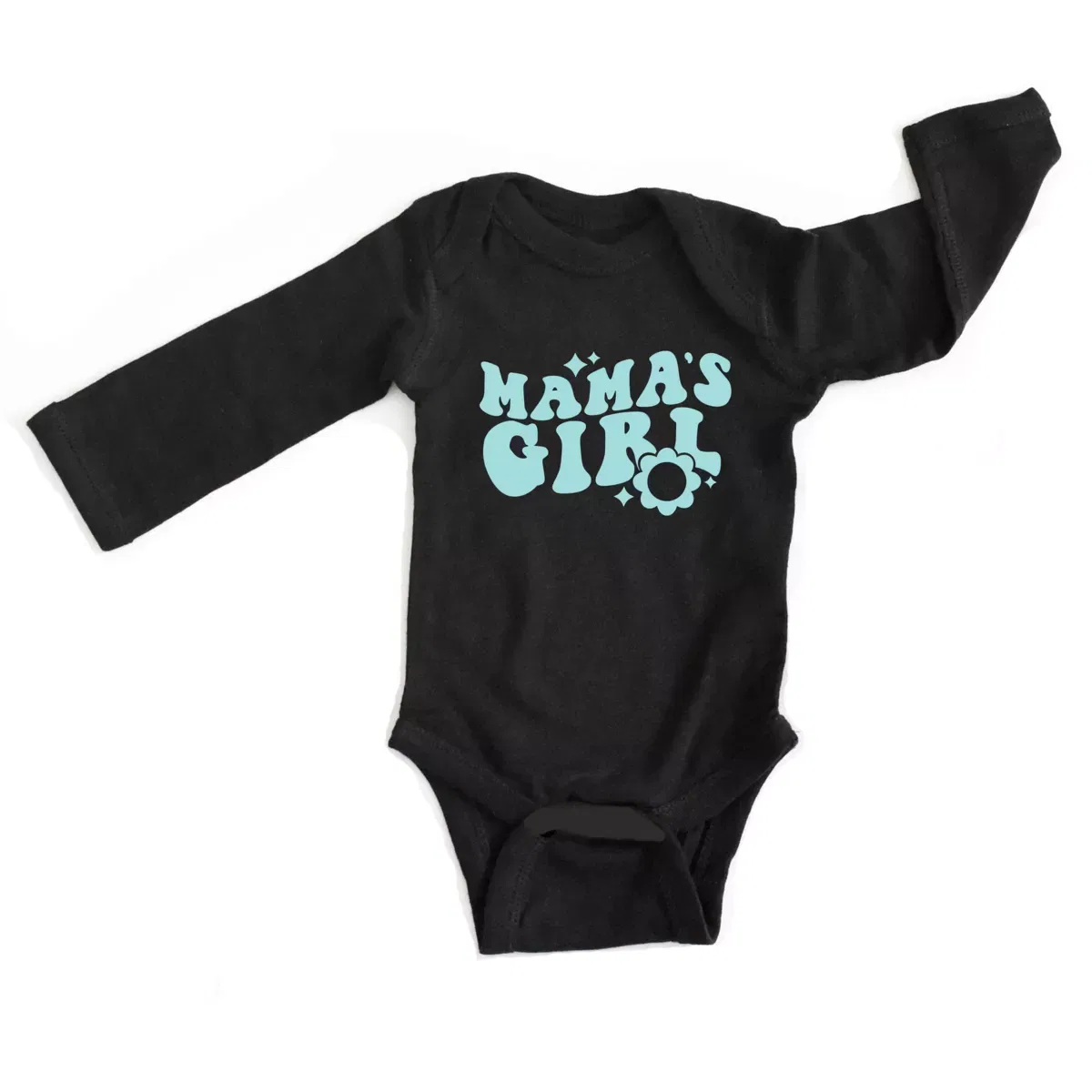 Детский боди с длинным рукавом с принтом Mama's Girl Flower The Juniper Shop, Black